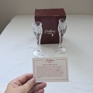 Gorham Crystal Star Blossom Candlesticks Taper Germay Glass